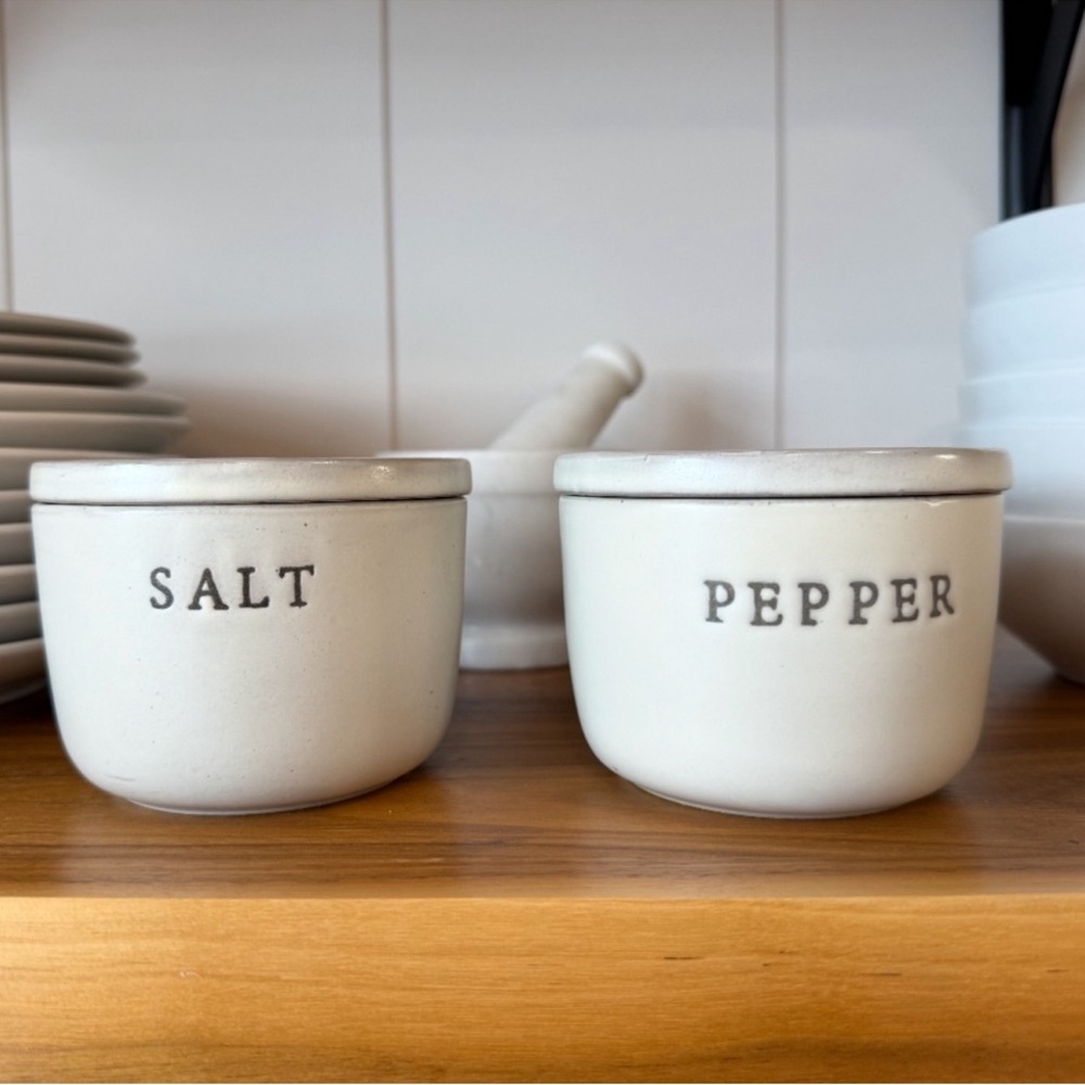 NWT Hearth and Hand White Ceramic Salt and Pepper Bowls